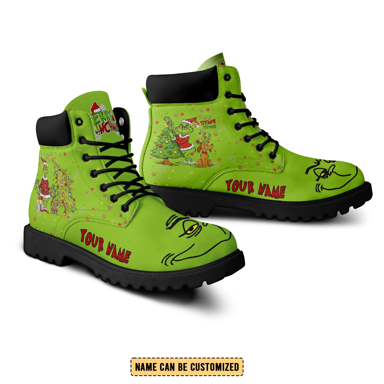 IdeaFootwear The Grinch x Christmas Boots Shoes For Men And Women
