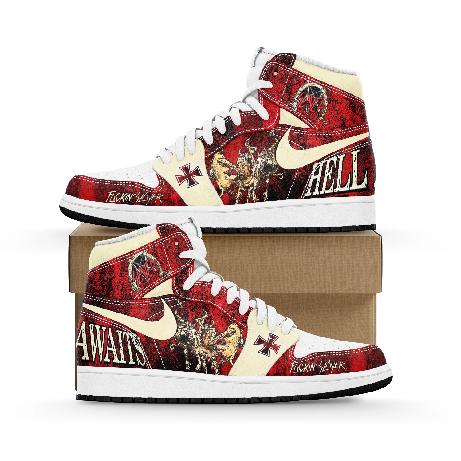 Ideafootwear Slayer Band AJ1 High Sneakers Shoes For Men And Women 1