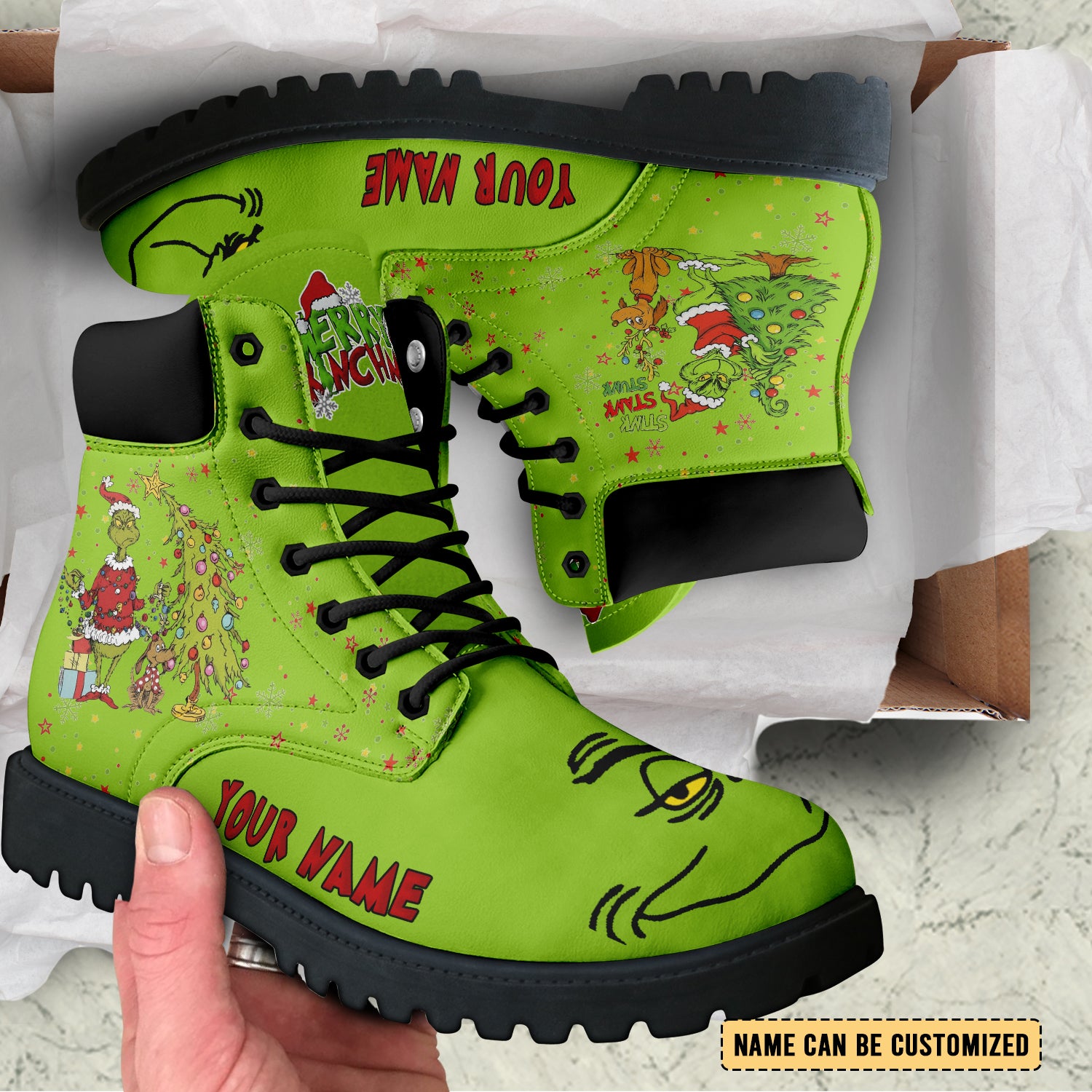 IdeaFootwear The Grinch x Christmas Boots Shoes For Men And Women